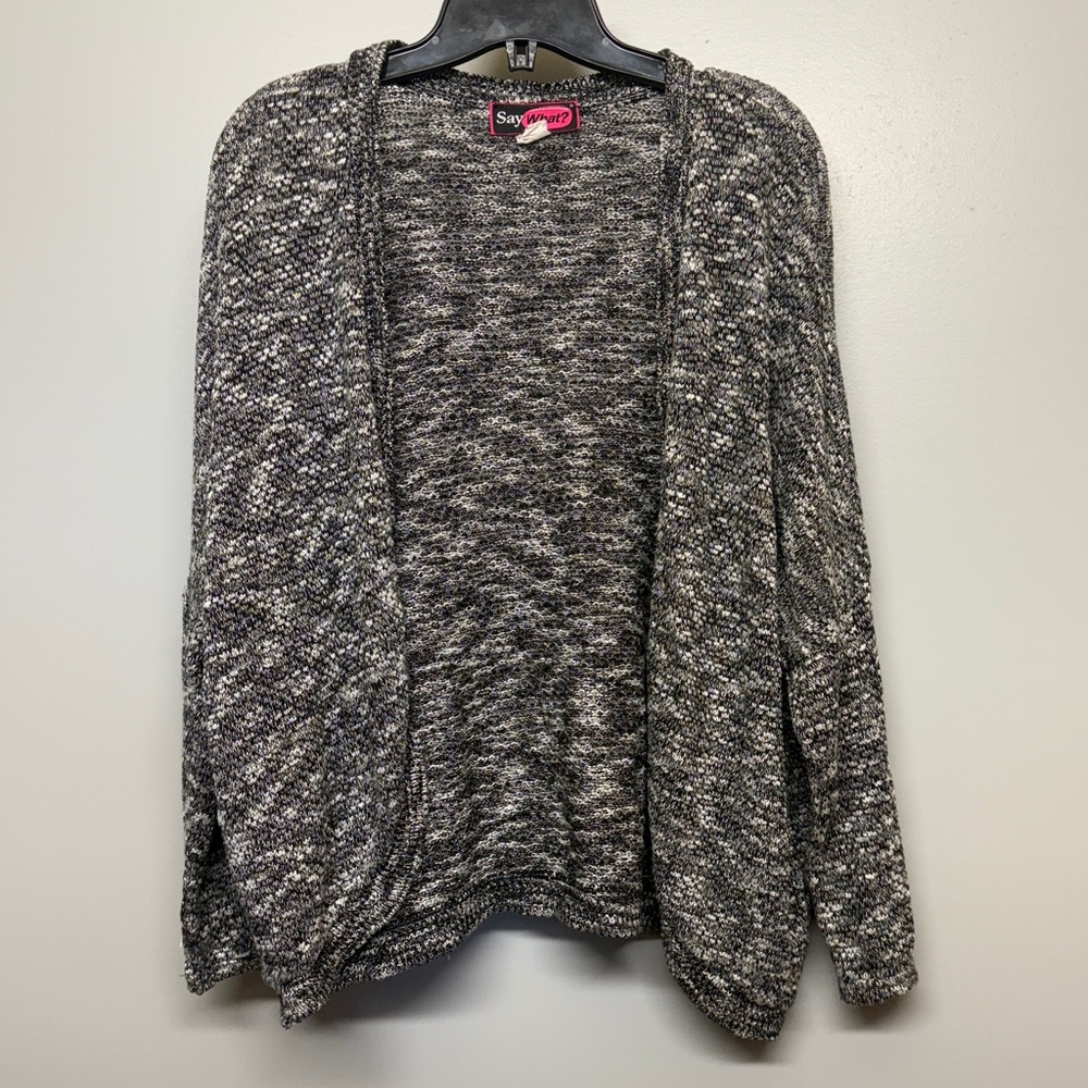 Say What? Black and White Knit oversized Cardigan Shawl